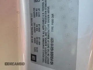 2016 Chevrolet Camaro 2LT z VIN 1G1FD3DS1G0161231, wystawiony jako Copart lot #65460884 z przebiegiem Nie podano mil oraz Szkoda całkowita • Salvage title. Historia ofert i sprzedaży dostępna na DreamBid. Obrazek 15.