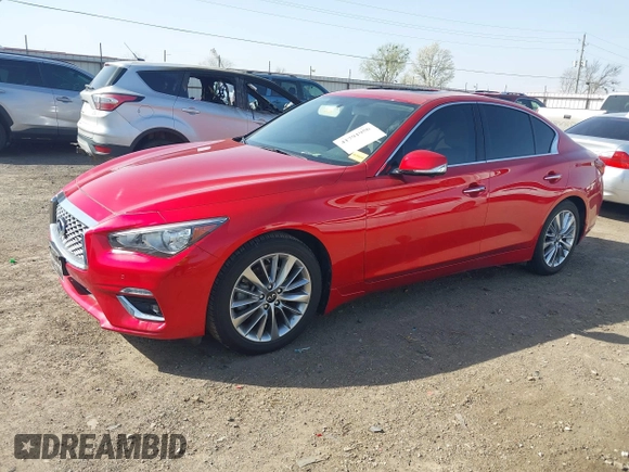 2021 Infiniti Q50 Luxe with VIN JN1EV7BR3MM750909, listed as a IAAI auction lot 41791956 with 42,843 mi miles and . Bid and sale history available at carsss.com. Image 19.