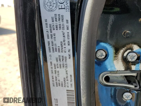 2021 Ram 1500 Tradesman z VIN 3C6RR7KT4MG693581, wystawiony jako Copart lot #53489595 z przebiegiem 96 693 mil mil oraz Szkoda całkowita • Salvage title. Historia ofert i sprzedaży dostępna na DreamBid. Obrazek 13.