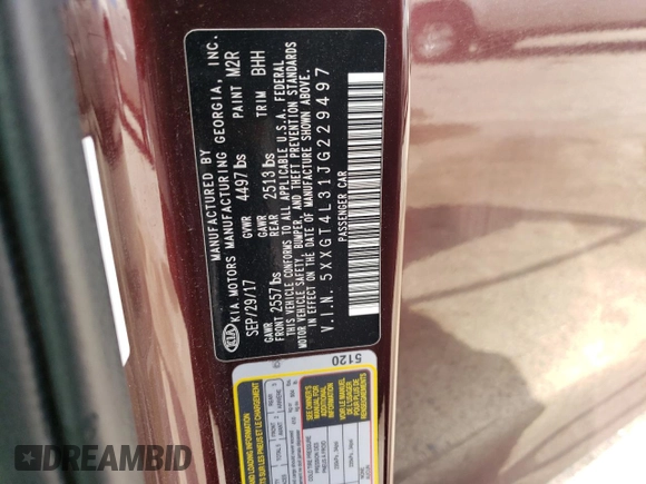 2018 Kia Optima LX with VIN 5XXGT4L31JG229497, listed as a Copart auction lot 57469045 with 119,629 mi miles and Salvage title. Bid and sale history available at DreamBid. Image 12.