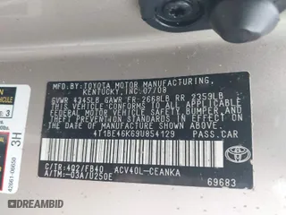 2009 Toyota Camry with VIN 4T1BE46K69U854129, listed as a IAAI auction lot 41477244 with 200,143 mi miles. Bid and sale history available at carsss.com. Image 9.