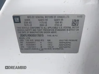 2014 GMC Terrain SLE with VIN 2GKFLVEKXE6176615, listed as a IAAI auction lot 41726034 with 149,448 mi miles. Bid and sale history available at carsss.com. Image 9.