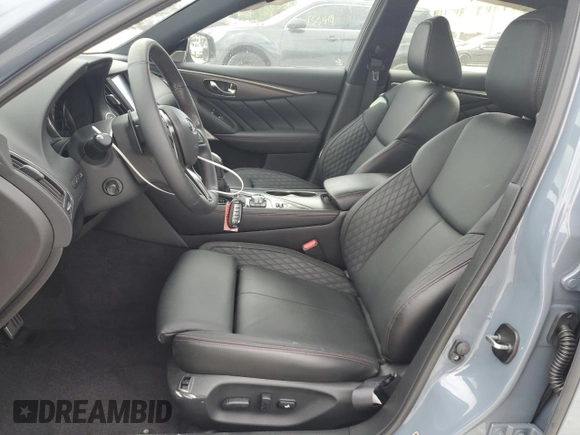 2024 Infiniti Q50 Red Sport 400 with VIN JN1FV7DP0RM660155, listed as a Copart auction lot 44143915 with 5,521 mi miles and Salvage Title. Bid and sale history available at DreamBid. Image 7.