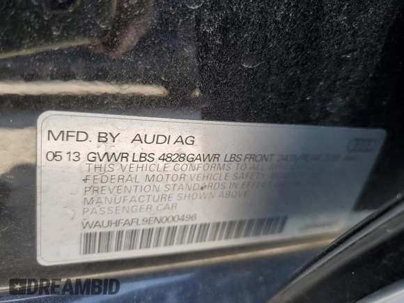 2014 Audi A4 Premium Plus with VIN WAUHFAFL9EN000496, listed as a Copart auction lot 71278424 with 103,072 mi miles and Clean title. Bid and sale history available at DreamBid. Image 12.