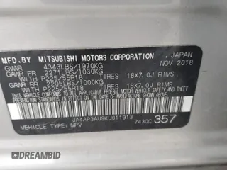 2019 Mitsubishi Outlander Sport ES 2.0 with VIN JA4AP3AU9KU011913, listed as a Copart auction lot 81704544 with 0 mi miles and Salvage Title. Bid and sale history available at carsss.com. Image 14.