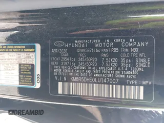 2020 Hyundai Palisade Limited z VIN KM8R5DHE0LU147007, wystawiony jako IAAI lot #42027814 z przebiegiem 71 385 mil mil oraz . Historia ofert i sprzedaży dostępna na DreamBid. Obrazek 9.