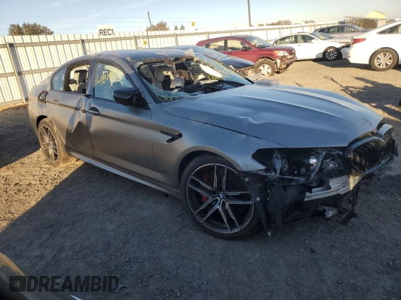 2021 BMW M5 with VIN WBS83CH0XMCH58055, listed as a Copart auction lot 79473464 with 0 mi miles and Salvage Title. Bid and sale history available at carsss.com. Image 4.