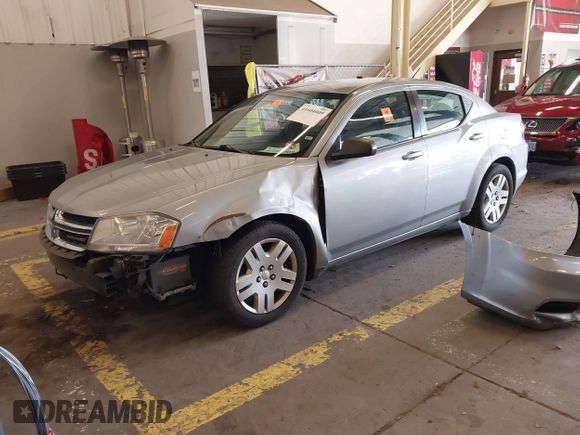 2014 Dodge Avenger SE with VIN 1C3CDZAB4EN161536, listed as a IAAI auction lot 41604009 with 107,957 mi miles. Bid and sale history available at carsss.com. Image 2.