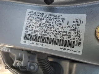 2020 Honda Civic Sedan Sport with VIN 2HGFC2F81LH517786, listed as a Copart auction lot 50638995 with 83,761 mi miles and Salvage Title. Bid and sale history available at carsss.com. Image 14.