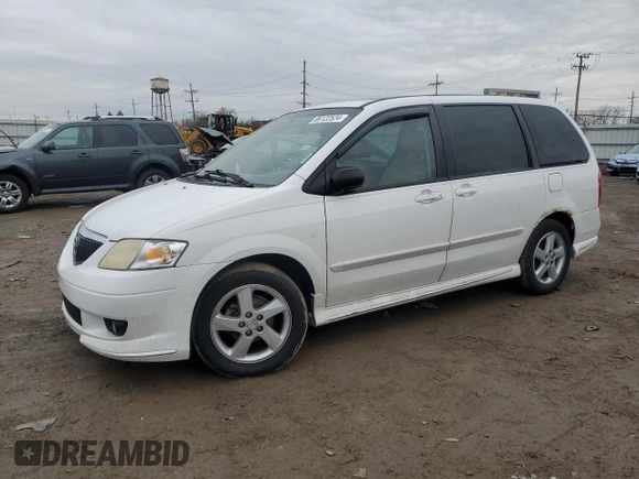 2003 Mazda MPV LX z VIN JM3LW28J030367920, wystawiony jako Copart lot #86122524 z przebiegiem 190 138 mil mil oraz Szkoda całkowita • Salvage title. Historia ofert i sprzedaży dostępna na DreamBid. Obrazek 1.