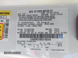 2021 Ford Mustang GT with VIN 1FA6P8CFXM5140544, listed as a IAAI auction lot 41830187 with 15,615 mi miles. Bid and sale history available at carsss.com. Image 9.