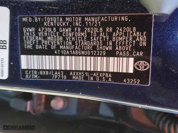 2022 Toyota Avalon Hybrid Limited with VIN 4T1DA1AB6NU012329, listed as a Copart auction lot 88217895 with 15,619 mi miles and Salvage Title. Bid and sale history available at carsss.com. Image 13.