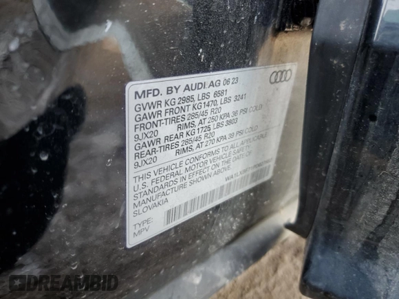 2023 Audi Q7 Premium Plus with VIN WA1LXBF71PD027682, listed as a Copart auction lot 86593014 with 0 mi miles and Salvage Title. Bid and sale history available at carsss.com. Image 13.
