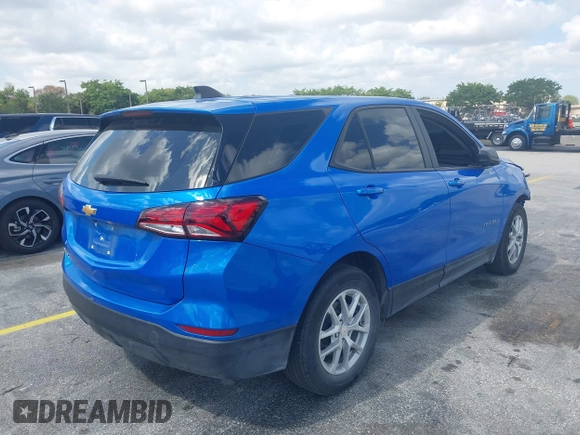 2024 Chevrolet Equinox LS with VIN 3GNAXHEG5RL296032, listed as a IAAI auction lot 42055362 with 22,988 mi miles and . Bid and sale history available at DreamBid. Image 4.