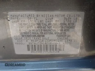2021 Nissan Versa SV with VIN 3N1CN8EV4ML860108, listed as a IAAI auction lot 42442360 with 60,857 mi miles and . Bid and sale history available at DreamBid. Image 9.