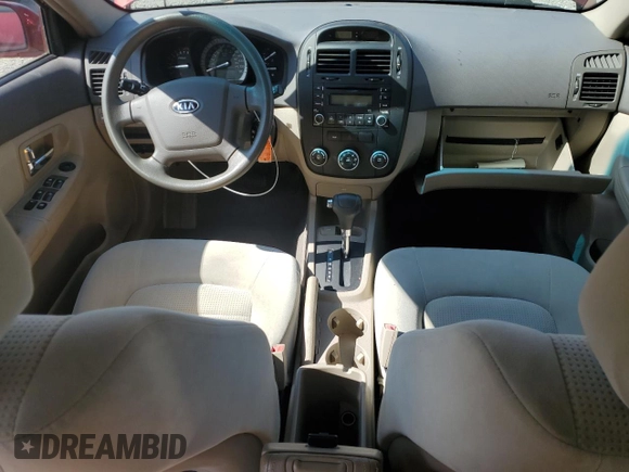 2007 Kia Spectra EX with VIN KNAFE121975376780, listed as a Copart auction lot 60738525 with 78,148 mi miles and Salvage title. Bid and sale history available at DreamBid. Image 8.