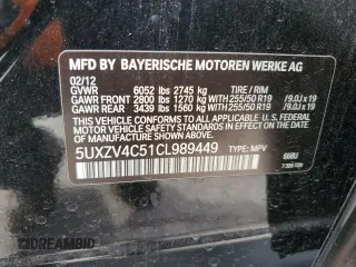 2012 BMW X5 35i z VIN 5UXZV4C51CL989449, wystawiony jako Copart lot #56762095 z przebiegiem 112 576 mil mil oraz Szkoda całkowita • Salvage title. Historia ofert i sprzedaży dostępna na DreamBid. Obrazek 13.