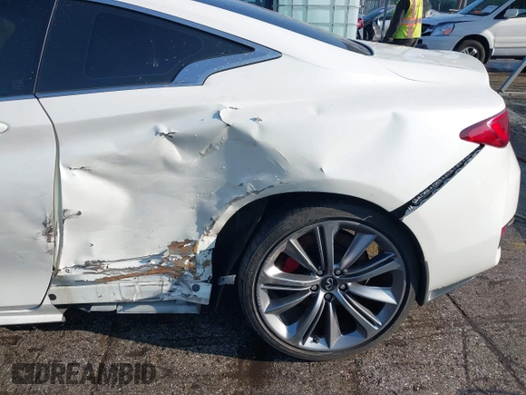 2017 Infiniti Q60 Red Sport 400 with VIN JN1FV7EL6HM701933, listed as a IAAI auction lot 41485664 with 72,496 mi miles and . Bid and sale history available at carsss.com. Image 6.