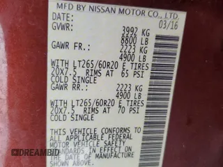 2016 Nissan Titan Platinum Reserve z VIN 1N6BA1F28GN506397, wystawiony jako Copart lot #53831235 z przebiegiem 258 474 mil mil oraz Nie do naprawy • Non repairable. Historia ofert i sprzedaży dostępna na DreamBid. Obrazek 12.