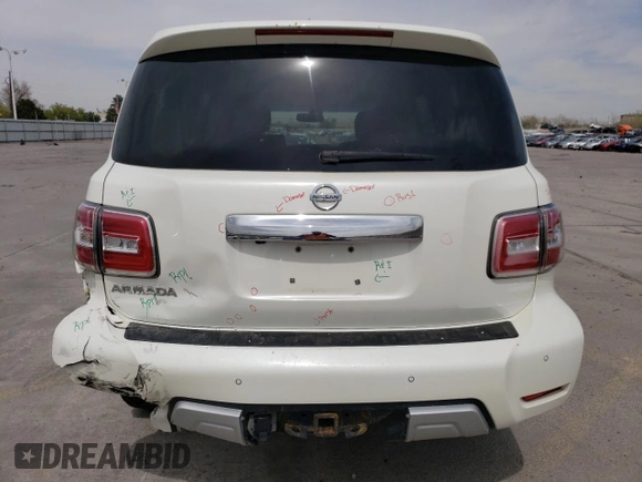2017 Nissan Armada SV z VIN JN8AY2NC3H9504002, wystawiony jako Copart lot #54326965 z przebiegiem 86 469 mil mil oraz Szkoda całkowita • Salvage title. Historia ofert i sprzedaży dostępna na DreamBid. Obrazek 6.