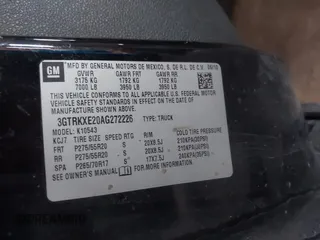 2010 GMC Sierra 1500 Denali z VIN 3GTRKXE20AG272226, wystawiony jako IAAI lot #41958283 z przebiegiem 244 627 mil mil oraz . Historia ofert i sprzedaży dostępna na DreamBid. Obrazek 9.