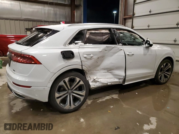 2019 Audi Q8 Prestige z VIN WA1CVAF13KD035710, wystawiony jako Copart lot #82997264 z przebiegiem Nie podano mil oraz Szkoda całkowita • Salvage title. Historia ofert i sprzedaży dostępna na DreamBid. Obrazek 3.