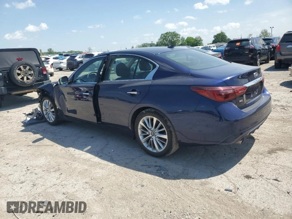 2021 Infiniti Q50 Luxe with VIN JN1EV7BR7MM755031, listed as a Copart auction lot 57383075 with 35,903 mi miles and Salvage title. Bid and sale history available at DreamBid. Image 2.