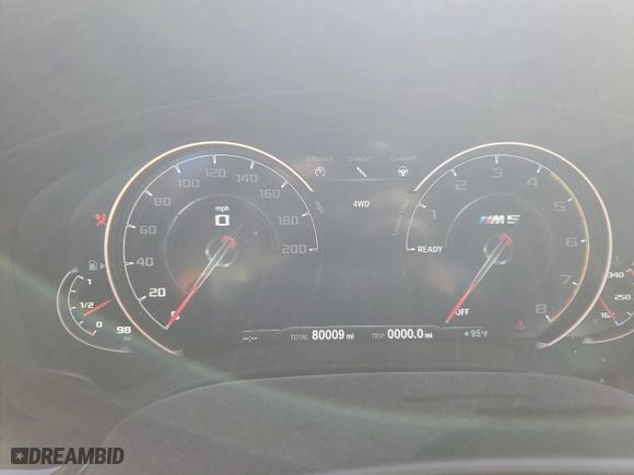 2019 BMW M5 Competition with VIN WBSJF0C51KB447463, listed as a Copart auction lot 50794225 with 80,009 mi miles and Salvage Title. Bid and sale history available at carsss.com. Image 9.