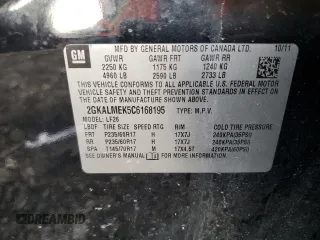 2012 GMC Terrain SLE-1 with VIN 2GKALMEK5C6168195, listed as a Copart auction lot 50909545 with 135,730 mi miles and Salvage Title. Bid and sale history available at carsss.com. Image 14.