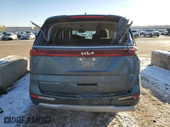 2022 Kia Carnival EX with VIN KNDNC5H3XN6138075, listed as a Copart auction lot 38982654 with 0 mi miles and Salvage Title. Bid and sale history available at carsss.com. Image 6.