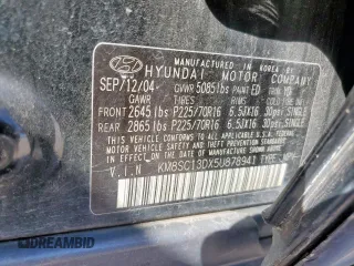 2005 Hyundai Santa Fe GLS with VIN KM8SC13DX5U878941, listed as a Copart auction lot 48025495 with 204,280 mi miles and Clean Title. Bid and sale history available at carsss.com. Image 14.