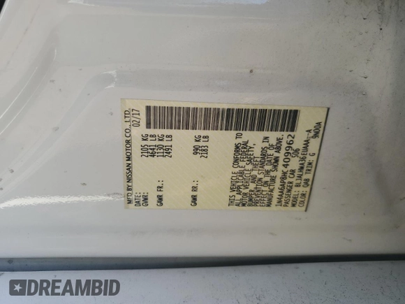 2017 Nissan Maxima Platinum with VIN 1N4AA6AP8HC409962, listed as a Copart auction lot 62311995 with 149,698 mi miles and Salvage title. Bid and sale history available at DreamBid. Image 12.
