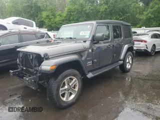 2018 Jeep Wrangler Unlimited Sahara z VIN 1C4HJXEG8JW190367, wystawiony jako Copart lot #55799345 z przebiegiem 46 714 mil mil oraz Szkoda całkowita • Salvage title. Historia ofert i sprzedaży dostępna na DreamBid. Obrazek 1.