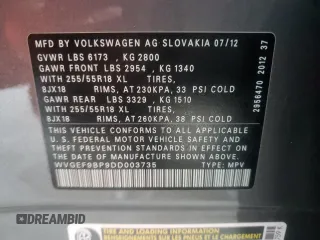 2013 Volkswagen Touareg Lux с VIN WVGEF9BP9DD003735, выставлен на аукционе Copart как лот 58852315 с пробегом 138 223 миль миль и Списание • Salvage title. История ставок и продаж доступна на DreamBid. Изображение 12.