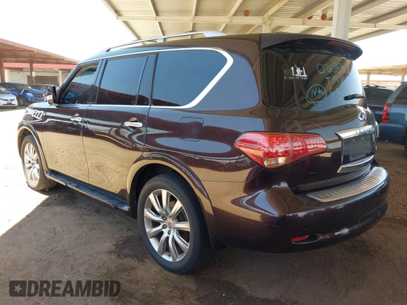 2012 Infiniti QX56 7-passenger with VIN JN8AZ2NE8C9020897, listed as a IAAI auction lot 42453571 with 173,145 mi miles and . Bid and sale history available at DreamBid. Image 3.