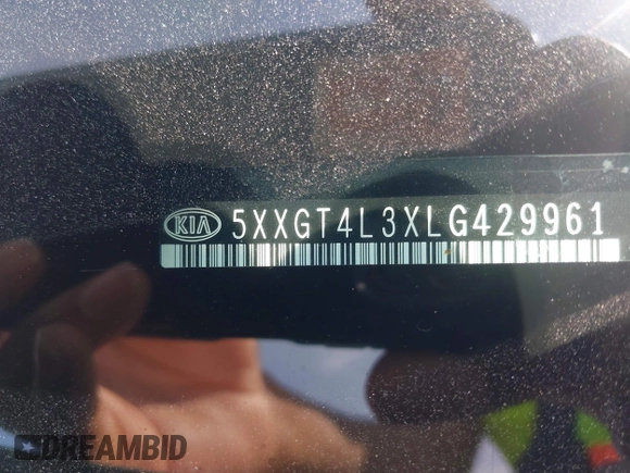 2020 Kia Optima LX with VIN 5XXGT4L3XLG429961, listed as a IAAI auction lot 42483950 with 97,677 mi miles and . Bid and sale history available at DreamBid. Image 9.