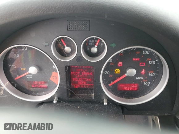 2005 Audi TT with VIN TRUTC28N551003385, listed as a Copart auction lot 47131125 with 102,278 mi miles and Salvage title. Bid and sale history available at DreamBid. Image 9.