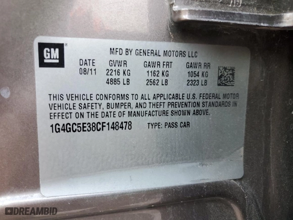 2012 Buick LaCrosse Leather with VIN 1G4GC5E38CF148478, listed as a Copart auction lot 83686514 with 68,055 mi miles and Salvage Title. Bid and sale history available at carsss.com. Image 12.