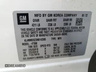 2022 Buick Encore GX Select z VIN KL4MMDS23NB142585, wystawiony jako Copart lot #59618615 z przebiegiem 3 880 mil mil oraz Szkoda całkowita • Salvage title. Historia ofert i sprzedaży dostępna na DreamBid. Obrazek 13.