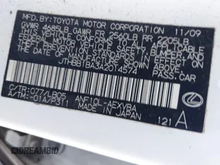 2010 Lexus HS 250h with VIN JTHBB1BA3A2014574, listed as a IAAI auction lot 41483179 with 231,399 mi miles. Bid and sale history available at carsss.com. Image 9.