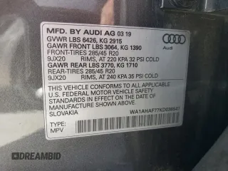 2019 Audi Q7 Premium with VIN WA1AHAF77KD038547, listed as a Copart auction lot 49348855 with 82,317 mi miles and Salvage title. Bid and sale history available at DreamBid. Image 13.