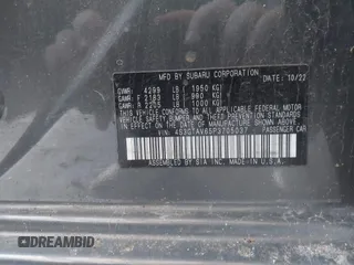 2023 Subaru Impreza Premium с VIN 4S3GTAV65P3705037, выставлен на аукционе IAAI как лот 42381399 с пробегом 42 022 миль миль и . История ставок и продаж доступна на DreamBid. Изображение 9.
