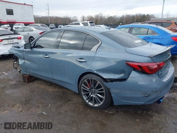 2021 Infiniti Q50 Red Sport 400 with VIN JN1FV7DR0MM880468, listed as a IAAI auction lot 41040172 with 30,715 mi miles and . Bid and sale history available at carsss.com. Image 3.