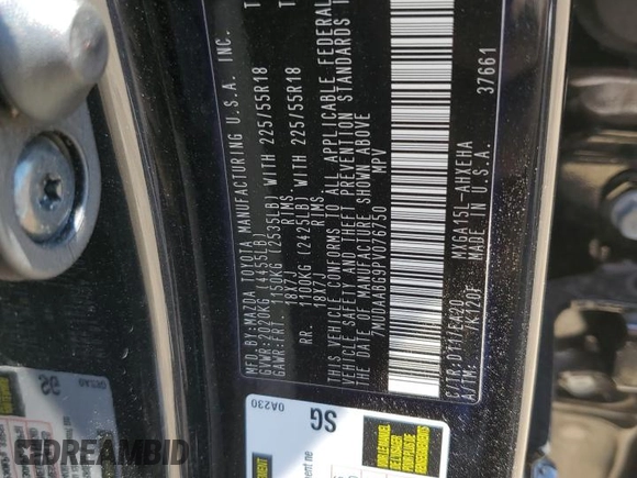 2023 Toyota Corolla Cross XLE с VIN 7MUDAABG9PV076750, выставлен на аукционе Copart как лот 51434765 с пробегом Не указан миль и Списание • Salvage title. История ставок и продаж доступна на DreamBid. Изображение 15.