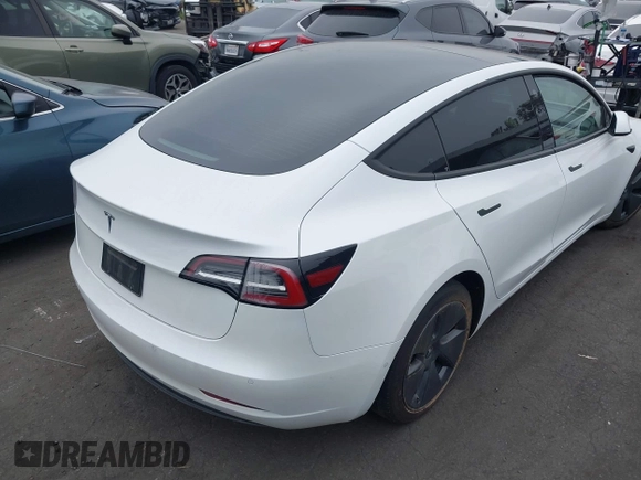 2022 Tesla Model 3 with VIN 5YJ3E1EA7NF108758, listed as a IAAI auction lot 41824437 with Not Provided miles. Bid and sale history available at carsss.com. Image 4.