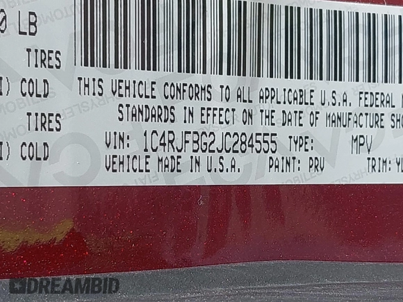 2018 Jeep Grand Cherokee Limited с VIN 1C4RJFBG2JC284555, выставлен на аукционе IAAI как лот 42506937 с пробегом 54 418 миль миль и . История ставок и продаж доступна на DreamBid. Изображение 9.