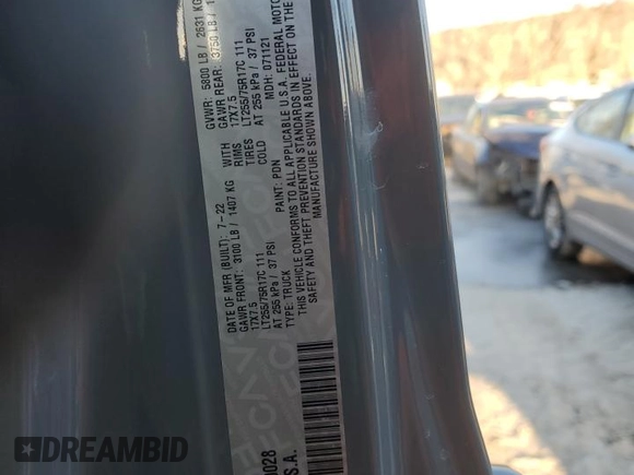 2022 Jeep Gladiator Texas Trail with VIN 1C6HJTAG0NL170028, listed as a Copart auction lot 43314065 with 2,817 mi miles and Salvage Title. Bid and sale history available at DreamBid. Image 12.