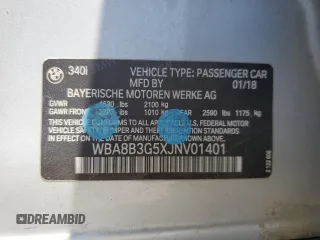 2018 BMW 3 Series 340i z VIN WBA8B3G5XJNV01401, wystawiony jako Copart lot #58819675 z przebiegiem 103 919 mil mil oraz Szkoda całkowita • Salvage title. Historia ofert i sprzedaży dostępna na DreamBid. Obrazek 12.