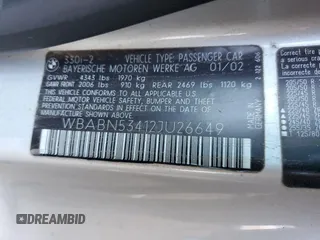 2002 BMW 3 Series 330Ci with VIN WBABN53412JU26649, listed as a Copart auction lot 72139944 with 214,534 mi miles and Salvage Title. Bid and sale history available at DreamBid. Image 13.