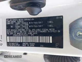 2018 Toyota 4Runner SR5 with VIN JTEBU5JR8J5543622, listed as a IAAI auction lot 41770031 with 101,272 mi miles. Bid and sale history available at carsss.com. Image 9.